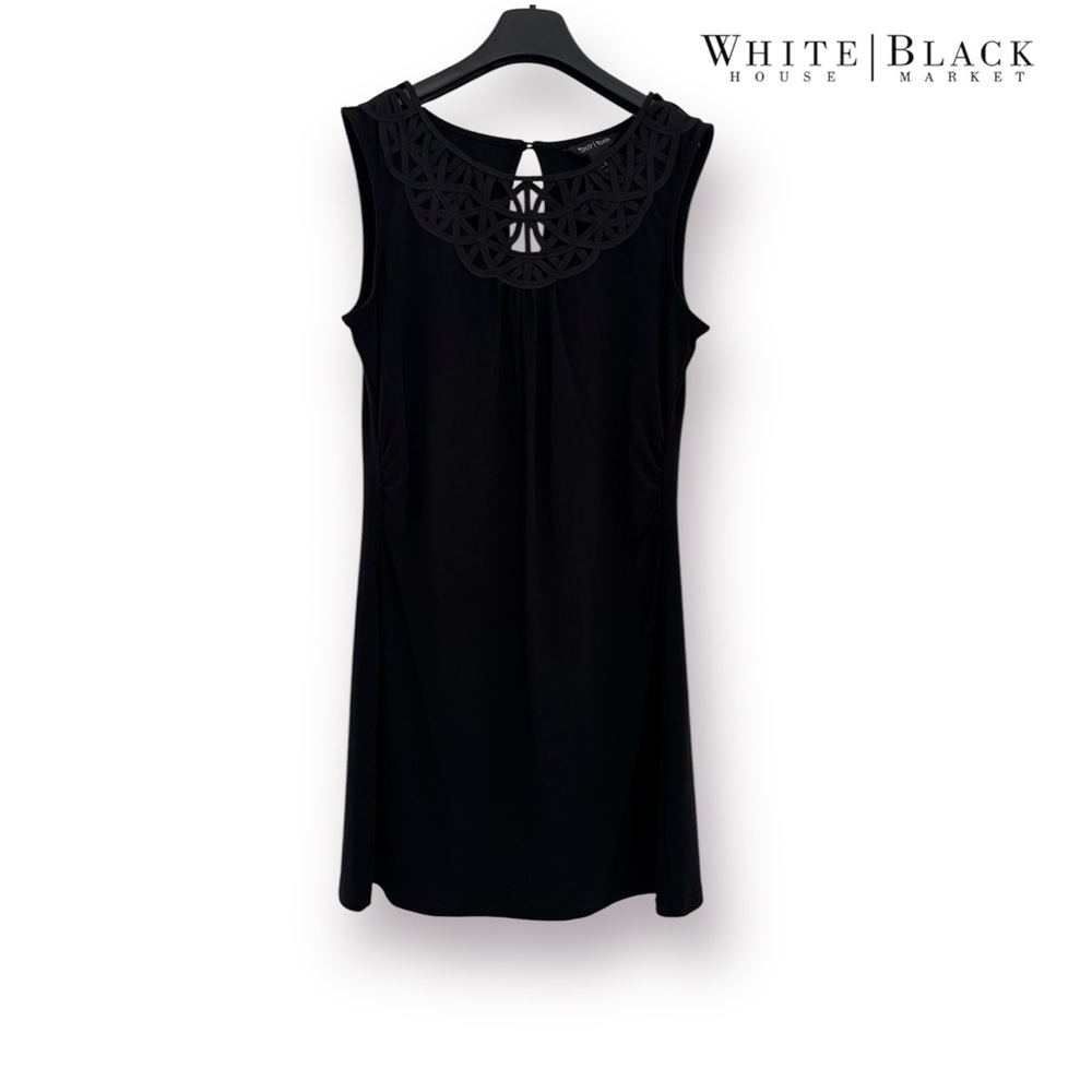 White House Black Market Mini Black Dress with Detailed Neckline - Picture 2 of 9